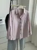 Camisa de algodão puro estilo coreano para mulheres, camisa simples de cor sólida tecida com lapela e bolsos, coleção de outono 2026, adequada para figuras petites