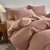 Qualidade A, seguro para bebês, algodão de fibra longa de Xinjiang, conjunto de cama de quatro peças escovado, estilo japonês, 100% algodão, capa de edredom jacquard tingido em fio, algodão puro espessado