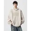 Sudadera con capucha casual para hombre Otoño/Invierno 2026, Estilo étnico de peso pesado, Lavado a la arena, Aspecto vintage, Chaqueta sudadera con bordado de cordón para hombre