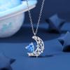 Original colar de lua mulheres 925 prata esterlina moda Coringa ins amor clavícula cadeia azul zircão jóias atacado