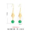Pendientes de jade hetiano de plata esterlina S925, pendientes largos artísticos retro de lujo con margaritas, pendientes de oro antiguo