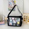 Bolsa Mensageiro Escolar Versátil de Grande Capacidade Estilo Academia para Mulheres, Bolsa Transparente Transversal no Ombro, Bolsa Ita
