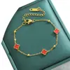 Pulsera de 7 mm tamaño pequeño acero de titanio moda para mujer de alta gama simple lujo ligero trébol de cuatro hojas comercio electrónico transfronterizo joyería al por mayor acero de titanio