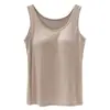 Camisole de Viscose Five-Finger Cup Peça Única com Bojo para Mulheres, Disponível em 9 Cores e 5 Tamanhos, com Alças Largas, Roupa Íntima Base de Ajuste Slim