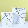 Bolsas de Tote de Papel Blanco con Patrón de Mármol al por Mayor en Stock, Bolsas de Compras de Ropa con Estampado de Foil de Papel Blanco y Negro, Bolsas de Regalo