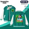 Chaqueta de béisbol Creeper de Minecraft para niños y niñas, con bloques de color para primavera y otoño, cómoda, deportiva, escolar, genial