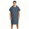 Poncho de praia com capuz de microfibra ultrafina transfronteiriço com bolsos, poncho de troca de cor sólida absorvente de secagem rápida, roupão de praia