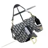 Bolso de Hombro Cruzado para Mujer D Brand, Nuevo y Moderno, Bolso de Hombro, Bolso Silla de Montar, Bolso de Mano Bordado Azul, Bolso de Mano con Estampado Completo