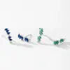 Pendientes Largos Geométricos en Forma de Arco de Plata de Ley S925 con Circonita Azul Marquise para Mujer, Joyería para Orejas de Moda de Personalidad Niche Tendencia
