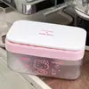 Bandeja de Hielo de Silicona Hello Kitty Dibujos Animados Grado Alimenticio Molde para Cubitos de Hielo Prensados Hogareño Fabricación de Hielo Caja de Almacenamiento de Hielo Sanrio