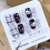 30 piezas de armadura pura usada a mano Kitty dibujos animados pintados a mano lindos pegatinas para uñas cortas