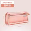 Estojo Multifuncional Estilo Ins Simples Malha Transparente Camada Dupla Grande Capacidade Estudante Prova Zíper Bolsa de Armazenamento para Material Escolar