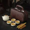 Conjunto de Chá de Viagem Ru Ware Cultural e Criativo Azul e Branco Lótus Tecido Bolsa de Armazenamento Externa Bolsa Portátil Presente Lembrança Acampamento