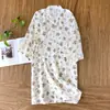 Bata de kimono de gasa camisón para mujer verano y otoño algodón manga larga camisón lindo algodón al vapor para sudar pijamas