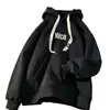 Sudadera con capucha de forro polar pesada estilo americano de gran tamaño para hombre, sudadera con capucha versátil de corte holgado de moda para otoño e invierno, chaqueta de pareja