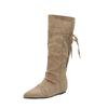 Botas Aumentadoras de Altura Slim-Fit em Estoque, Novo Estilo 2026 Feminino, Botas Western Cowboy Dobráveis de Uso Duplo, Botas Longas