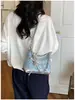 Bolso súper popular de nicho con pedrería para mujer, nuevo y elegante bolso cruzado con cadena versátil 2026, bolso de hombro con cadena de mezclilla