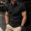 Europeu e americano ins cross-border 2023 verão AliExpress Amazon T-shirt masculina botão gola canelada camisa polo esportiva