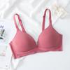 Sujetador sin cables, Color liso, Parte superior fina y parte inferior gruesa, Ropa interior push-up para estudiantes, Sujetador tipo camisola transpirable con almohadillas en el pecho