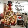 Chapéu de Natal estrela do topo da árvore Árvore de Natal xadrez vermelho e preto lantejoulas chapéu decorativo pingente ornamento para árvore de Natal