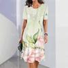 2024 Comercio Exterior Transfronterizo Hermosa Falda Casual de Línea A para Mujer con Estampado Digital 3D Verano Elegante en Forma de O