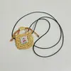 Nova Bolsa Mini de Crochê Imitação de Ráfia com Pingente de Colar Patch de Tecido Desenho Animado Pingente Tecido Acessório Versátil