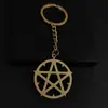 Design Europeu e Americano Personalizado Estrela de Cinco Pontas Geométrico Redondo Pingente Colar Chaveiro Montagem Pingente Roupas Acessórios Versáteis