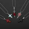 Joyería Transfronteriza Europea y Americana Cadena de Cuentas de Plata Punk Oscuro Cruz de Estrella Azul Espada de Cristal Rojo Calavera Decoración Estilo Fresco de Nicho