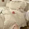 Juego puro de algodón de cuatro piezas con encaje fresco, funda de edredón 100% algodón, juego de ropa de cama para dormitorio para mujeres, juego de tres piezas, disponible al por mayor y dropshipping