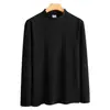 Camiseta de Manga Larga con Cuello Alto y Medio de Terciopelo Alemán de Alta Calidad de 280g para Hombres y Mujeres, Capa Base Caliente Engrosada, Top de Color Puro Otoño