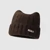 Bonito Gorro de Punto con Orejas de Gato para Mujer, Nuevo Estilo Otoño/Invierno 2026, Engrosado para Calor, Hace que la Cara se Vea Más Pequeña, Circunferencia de Cabeza Grande