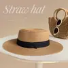 Sombrero de Paja Plano de Estilo Francés Atmosférico para Mujer 2026 Nuevo Sombrero de Paja de Gran Circunferencia de Cabeza Parasol de Playa Sombrero para el Sol Verano