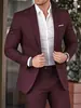 Comercio Exterior Traje Elegante para Hombre Conjunto Color Sólido Alto Nivel Temperamento Banquete Vestido de Noche Corte Ajustado Moda Pantalones de Traje Hombre