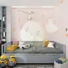 Tela de pared de dibujos animados de Chica Conejo Blanco pared de fondo para habitación infantil niño Fondo de pared Estrella Cielo papel tapiz dormitorio linda fondo de habitación infantil