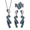 2025 Nueva Joyería Zhuangshengsheng Base de Cobre Chapado en Oro Espinela Azul Simulada Diseño Negro Oro Juego Venta al por Mayor