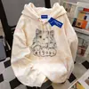 Nova Moletom com Capuz Tie-Dye Estampado de Gato Fofo Americano para Mulheres no Outono e Inverno Versátil Nicho Rosa Tops Estudantis