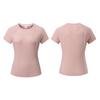 Camiseta de yoga de cuello redondo, de secado rápido, deportiva, de manga corta, para mujer, con protección solar, ajustada, para correr, con costuras de malla y fitness.