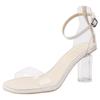 Sandálias Transparentes Novas de Celebridade da Internet para o Verão 2023 Sapatos de Cristal Sexy Simples com Fivela de Uma Tira Salto Alto Grosso de Fada