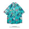 Camisa Vintage Estampada de Manga Curta da Tailândia Marca da Moda Unissex Solta Estilo Havaiano Praia Camisa para Casal Casaco da Moda
