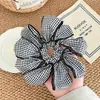 Scrunchie xadrez retrô estilo coreano, elástico de cabelo doce e feminino, acessório de cabelo artístico para rabo de cavalo baixo