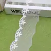 Em estoque: Borda de renda bordada solúvel em água de malha branca de seda de leite para decoração de roupas, brinquedos e roupas de boneca