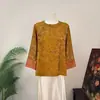 Blusa jacquard retrô estilo chinês Zhilie para mulheres, novo modelo de início de outono 2026, estilo nacional, gola redonda, corte solto, esconde imperfeições do corpo