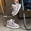Zapatos para Niños 2025 Otoño Nuevo Modelo Estilo Coreano Moda Bloques de Color Caña Media Zapatillas Aj Zapatos Casuales para Niños y Niñas