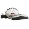 Cama Petal Branco Creme Estilo Apartamento Pequeno Quarto de Solteiro Cama de Casal Princesa Quarto Principal Estilo Francês Retrô Luxo Leve Cama de Arte em Couro