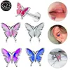 Brincos de Piercing para Lábio em Titânio F136 Borboleta Gota de Óleo Barra em T Barra Plana Piercing para Lábio Piercing para Hélice Óssea G23 Joias para Piercing
