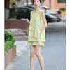 Nuevo Top sin Mangas Delgado de Moda Estilo Chino 2025 Nuevo Estilo Elegante Shorts Conjunto de Dos Piezas Conjunto de Moda para Mujer Estilo Chino Verano