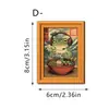 Marco de Fotos Magnético de Madera de Doble Capa con Gato Negro Lindo Nuevo Comiendo Ramen, Decoración Magnética Retro para Refrigerador