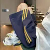 Shorts Listrados Azul Marinho e Amarelo de Secagem Rápida Masculino Verão Retrô Reto Solto Estilo Americano Marca Moderna Calças Esportivas de Basquete