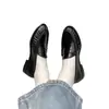 Versão em Couro~25 Anos de Novo Retro Bico Redondo Suede Pregueado Salto Bloco Mocassins para Mulheres, Versátil para o Trabalho e o Dia a Dia