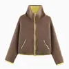 Chaqueta de punto de color block para comercio exterior europeo y americano, popular en AliExpress, suéter de punto de color block casual de moda europea y americana